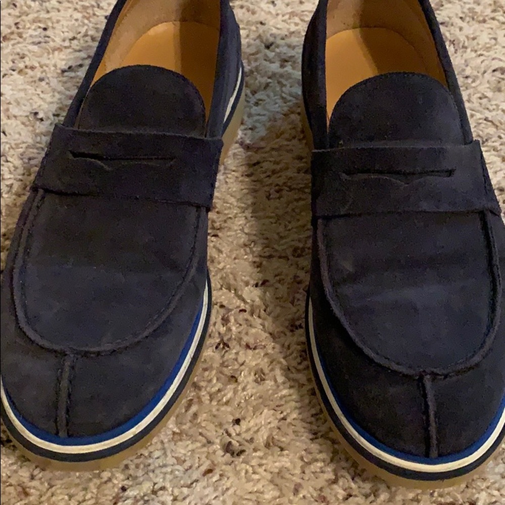 Thomas Dean blue suede loafers